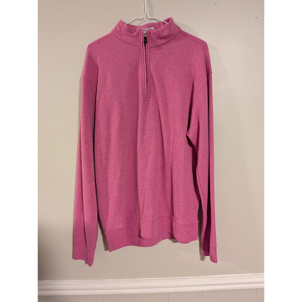Peter Millar Quarter Zip Pullover Mens Large Pink Heathered Knit Long Sleeve